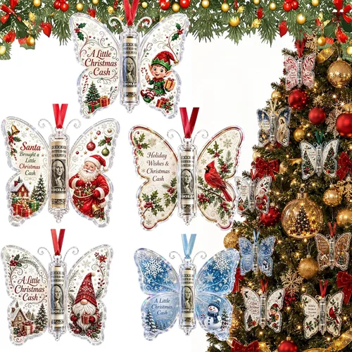 Vista 13 de Regalo de dinero en efectivo de Navidad, adorno de mariposa, decoración de 5PCS-B