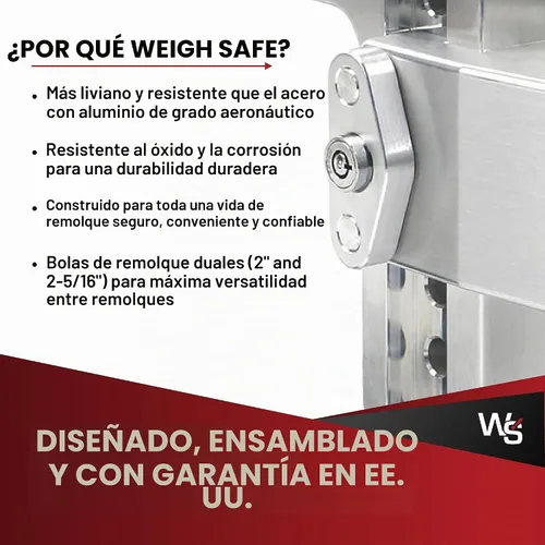 Vista 6 de Weigh Safe Enganche de Remolque de 180 Grados - Enganche de Remolque Ajustable para Remolque - Compatible con Receptores de 3" - Caída de 6", Bolas