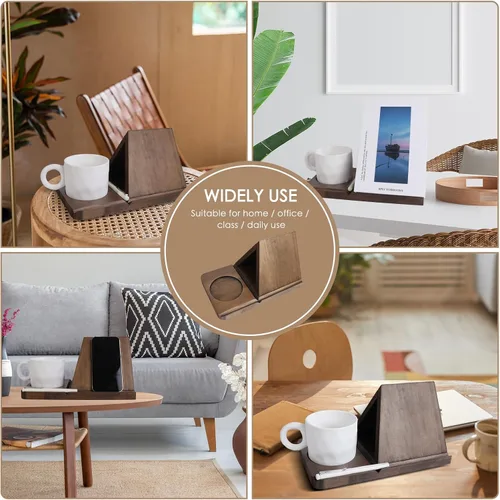 Vista 5 de Estante pequeño para libros, soporte triangular, mini estantería de madera para rincón de lectura, decoración de escritorio perfecta y regalos