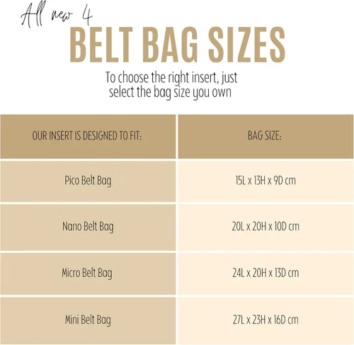 Vista 2 de Bag Organizer for Celine Nano Belt Bag Organizer, Mini Belt Bag Organizer, Micro Belt Bag Insert, 2 Premium Felt Handmade Liner protector with Gold