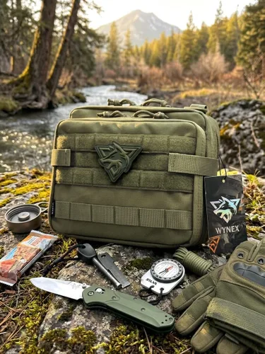 Vista 6 de WYNEX Bolsa táctica grande de administración de diseño de doble capa, bolsa de utilidad Molle EDC EMT con funda de mapa, bolsa modular