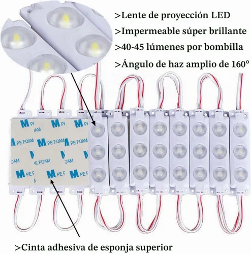 Vista 2 de Tienda de luces LED de exhibición de 60 luces LED de 12 V 40 LM/chip impermeable luz blanca con lente de proyecto para almacenar lámparas