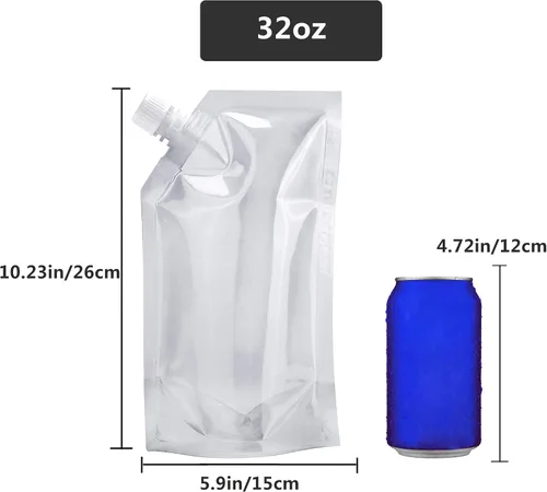 Vista 3 de Frascos ocultables - Bolsa reutilizable para beber, paquete de 5 frascos de plástico de 32 onzas para licor, bolsa de crucero oculta, kits