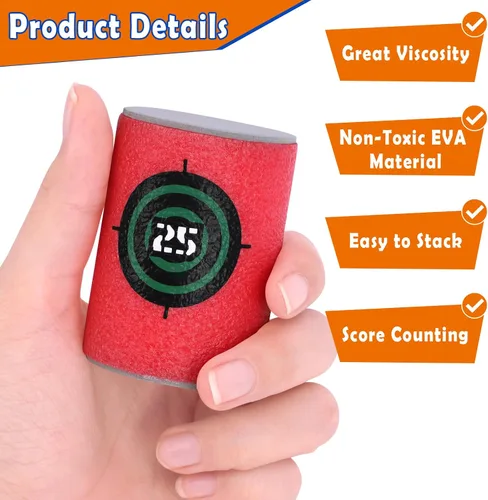 Vista 6 de POKONBOY Objetivo de bala suave, objetivo de dardos de bala EVA compatible con pistolas Nerf Blasters
