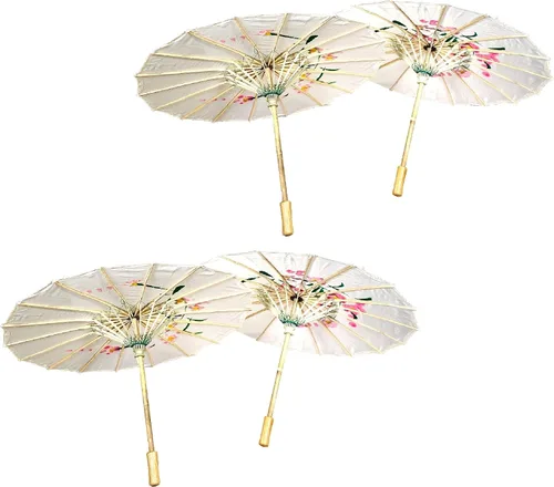 Vista 3 de TJ Global Paquete de 4 paraguas de 22 pulgadas para niños chinos japoneses para bodas, fotografías, disfraces, cosplay, decoración y otros eventos