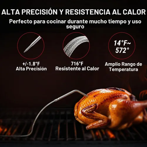 Vista 4 de TempPro TempSync - Termómetro de carne Bluetooth de 450 pies para horno con 2 sondas