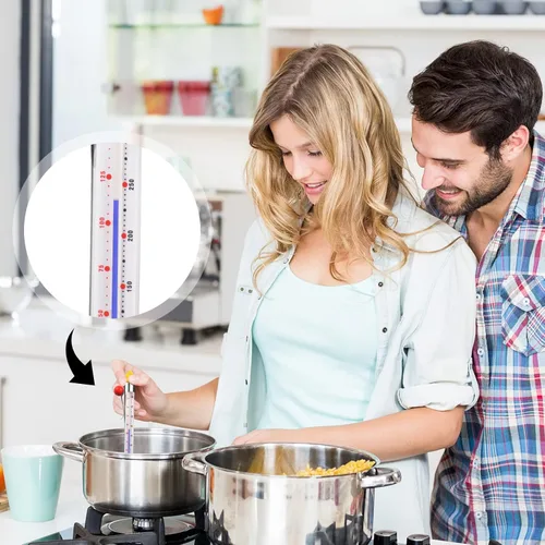 Vista 4 de Termómetro de acero inoxidable para freír alimentos, 2 unidades, con clip y agujero para colgar