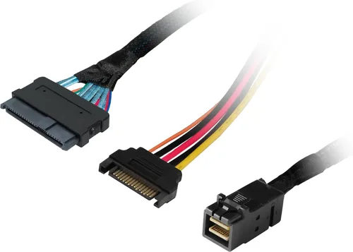Vista 2 de HighPoint 8643-8639-50 Cable - SFF-8643 a U.2 SFF-8639 Conector con conector de alimentación SATA de 15 pines