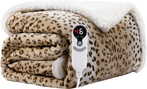 Vista 22 de Manta térmica eléctrica tipo throw tamaño 50"x60" - Tela de franela y sherpa de doble cara, 6 ajustes de calor y 3 horas de apagado automático