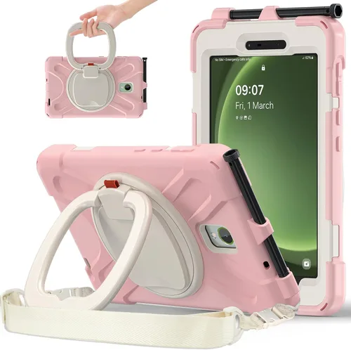 Vista 141 de 360 Rotation Case for Galaxy Tab ActivePro/Tab Active4 Pro/Active 5 Pro 10.1" Sturdy Cover Rotate Ring Stand Shoulder Carrying Strap Hand Strap