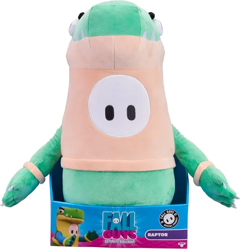 Vista 2 de Fall Guys Moose Toys – Piel de frijol Raptor – Juguetes de peluche coleccionables oficiales de 18 pulgadas, grandes, súper suaves, de lujo