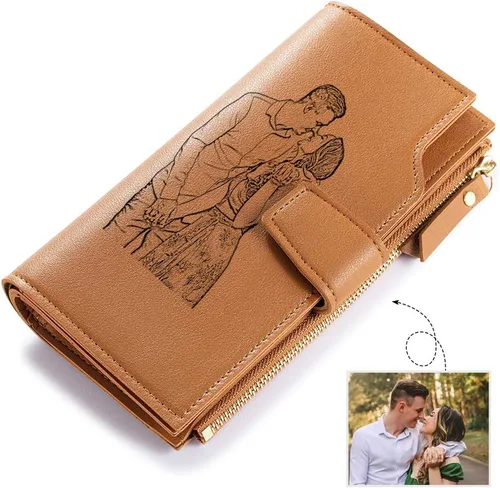 Vista 21 de Loveje - Billeteras personalizadas para mujer, de piel sintética, con grabadas fotográficas, triple pliegue, tarjeta de crédito, cartera larga