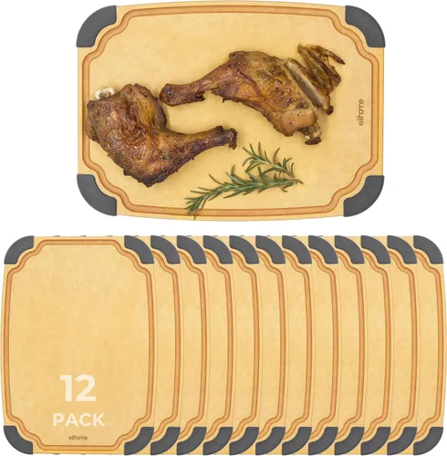 Vista 16 de Essential Series - Juego de tablas de cortar de madera 2 en 1 para cocina, tabla de madera para cortar verduras, pan, queso, carne, ensalada, tabla