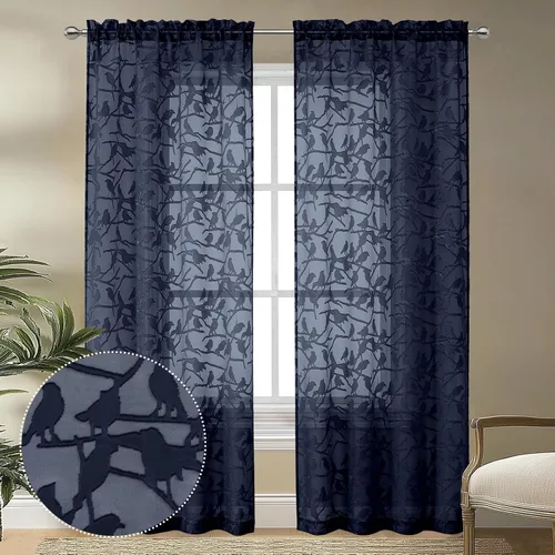 Vista 38 de OVZME Anji Clip Voile Sheer Tiers RD 2X30X36 Negro