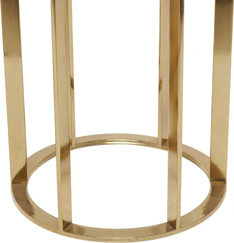 Vista 5 de Deco 79 Mesa auxiliar de metal con parte superior de mármol, juego de 2 mesas auxiliares de 24 pulgadas, 20 pulgadas de alto, dorado