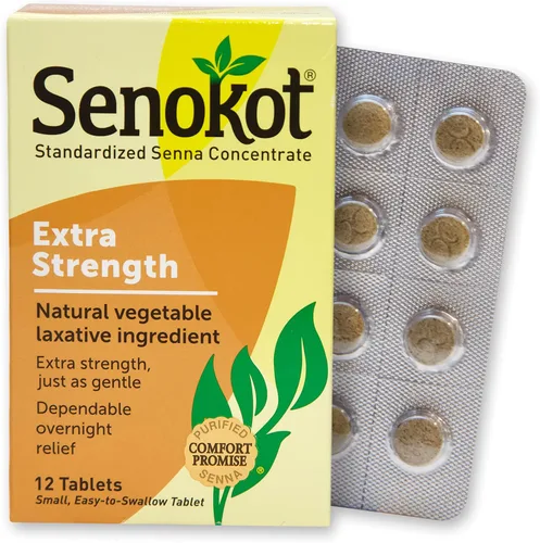 Vista 2 de Senokot Tabletas de ingredientes laxantes vegetales naturales extra fuertes, concentrado de senna, doble fuerza para alivio suave durante la noche
