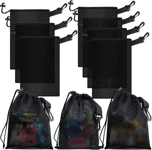Vista 12 de 10 bolsas de malla con clips, bolsas de almacenamiento de nailon portátiles para juguetes, almacenamiento deportivo, actividades al aire libre, etc.