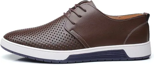 Vista 3 de konhill Zapatos Oxford casuales para hombre, zapatos de vestir transpirables, mocasines con cordones planos