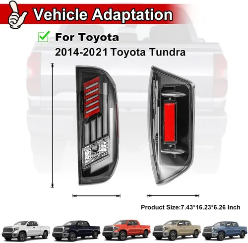 Vista 4 de Nixon Offroad Luces traseras para Toyota Tundra 2014 2015 2016 2017 2018 2019 2020 2021 Luces traseras LED Luces traseras Conjunto de luces traseras