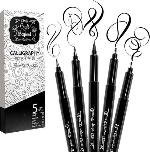 Vista 10 de Craft 'n' Beyond Paquete de 10 rotuladores para caligrafía para letras a mano, dibujo artístico, bocetos, álbumes de recortes, escritura, diario