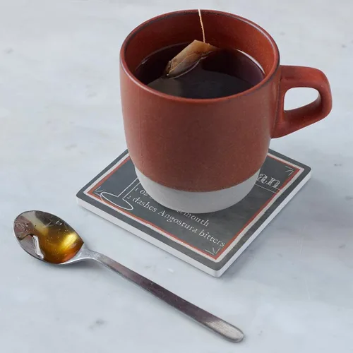 Vista 4 de Manhatten - Posavasos para recetas de bebidas, decoración del hogar, posavasos de cerámica individual, portavasos cuadrado individual de 4 pulgadas