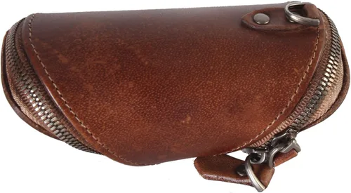 Vista 5 de DIOPHY Monedero pequeño de cuero con doble cremallera 8262, Marrón