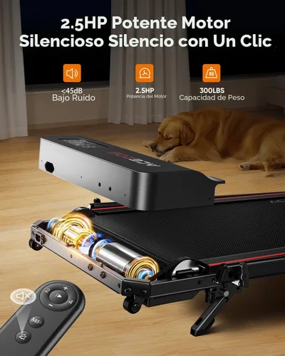 Vista 7 de Acezoe Walking Pad with 10% Incline & Dual LED Display,4 in 1 Foldable Treadmill for Home Small Office, Compact Under Desk Treadmill with Handle