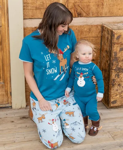 Vista 4 de Lazy One Pijamas navideñas a juego para la familia, conjuntos de pijama de vacaciones para adultos, adolescentes, niños y perros