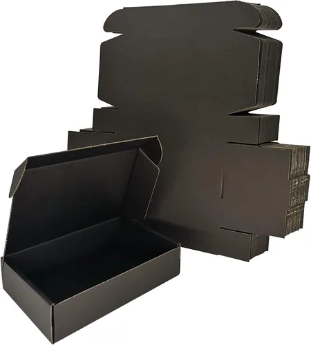 Vista 13 de Paquete de 25 cajas de envío pequeñas de 4 x 4 x 1 pulgadas, sobres de cartón corrugado negro para negocios de embalaje por correo (BK441-25)