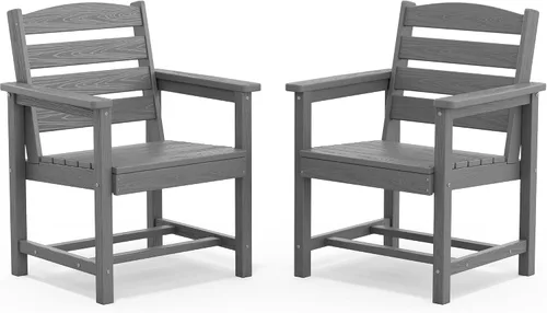 Vista 11 de SERWALL Outdoor HDPE Armless Dining Chairs Set of 2,All-Weather Use,Black Negro