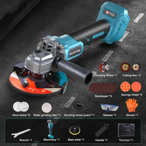 Vista 8 de Amoladora Angular Inalámbrica Compatible con Batería Makita de 18V (No Incluida), Motor sin Escobillas, Interruptor de Bloqueo, Disco de 4-1/2", 3