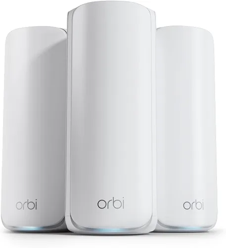 Vista 10 de NETGEAR Orbi 870 Series Tri-Band WiFi 7 Mesh System (RBE872) - Router + 1 extensor de satélite, características de seguridad, hasta 21 Gbps, cubre