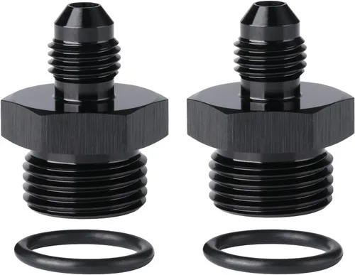 Vista 17 de 4AN macho a 4AN ORB con junta tórica Boss adaptador de riel de bomba de combustible de aluminio negro