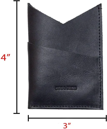 Vista 5 de Hide & Drink, Tarjetero de cuero con corte triangular, con capacidad para hasta 6 tarjetas y billetes plegados, organizador de dineroaccesorios