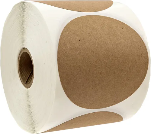 Vista 8 de Pegatinas de papel kraft marrón de 1.5 pulgadas / Rollo de 500 etiquetas marrones en blanco / Proyecto de manualidades DIY para enlatado, adhesivo