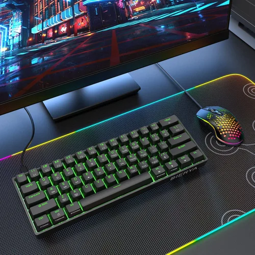 Vista 7 de DIERYA 60% Teclado mecánico, DK61se teclado de juegos con cable con interruptores marrones, teclado mini de oficina ultracompacto retroiluminado LED