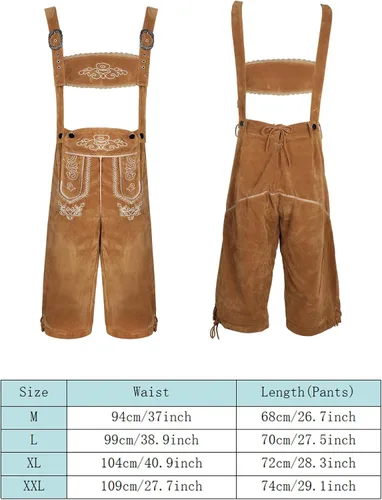 Vista 2 de Toulite Juego de 6 piezas de disfraz alemán de Oktoberfest para hombre, Lederhosen, camisa, sombrero, calcetines, jarra de cerveza para festival