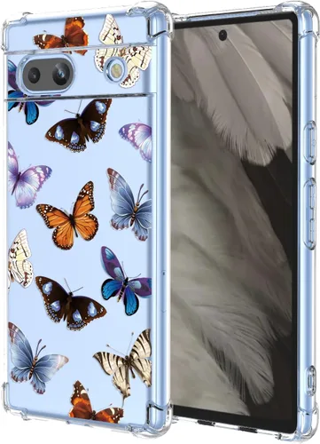 Vista 8 de Funda para Google 5 Pixel 5 con esquinas de cojín de aire, patrón floral TPU suave transparente, parachoques a prueba de golpes, funda protectora