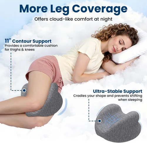 Vista 4 de Almohada de rodilla para personas que duermen de lado, almohada de espuma viscoelástica de gel refrescante para dormir de lado, en forma de corazón