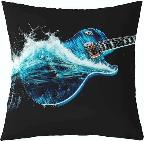 Vista 17 de Castle Fairy Cowboy Boots Throw Pillow Cover 16"x16" Bohemia Musical Guitar Pillowcase Western Rustic Cowgirl Reversible Print Cushion Cover Music