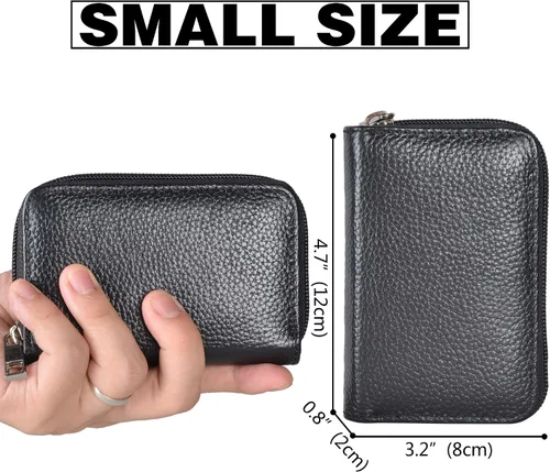 Vista 4 de Easyoulife billetera para tarjetas de crédito de cuero auténtico con espacio para 26 tarjetas