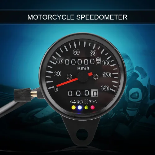 Vista 9 de Walfront Medidor universal del velocímetro del odómetro de la motocicleta con el indicador, medidor de velocidad para la motocicleta, instrumento