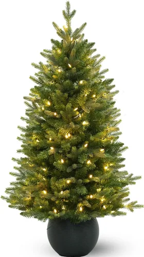 Vista 12 de Hykolity Árbol de Navidad flocado preiluminado de 7.5 pies, 450 luces LED 1592 puntas flocadas mixtas, 450 LED blanco cálido y multicolor, 10 modos