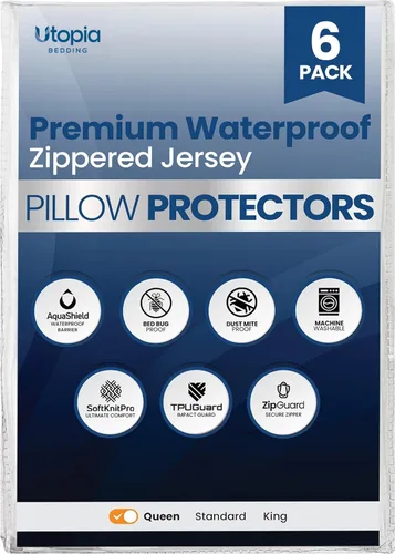 Vista 17 de Utopia Bedding - Funda de almohada impermeable con cremallera, 20 x 26 pulgadas, 2 unidades, estándar, color blanco