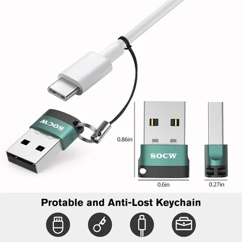Vista 2 de Adaptador USB C hembra a USB macho 2.0 (Atrovirens, 4 unidades)