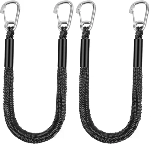 Vista 8 de Cuerda de amarre para lancha de 3.5 pies, paquete de 2 amarres para embarcaciones para acoplamiento de cables elásticos negros, accesorios