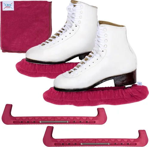 Vista 21 de CRS Cross - Juego de regalo de protectores de patines sobre hielo, guardas de tela y toallas, cubiertas suaves para cuchillas de patinaje artístico
