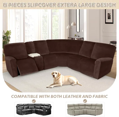 Vista 669 de Arfntevss Fundas de sofá seccional reclinable de terciopelo, Funda de sofá seccional de esquina para sofá reclinable, Funda elástica suave