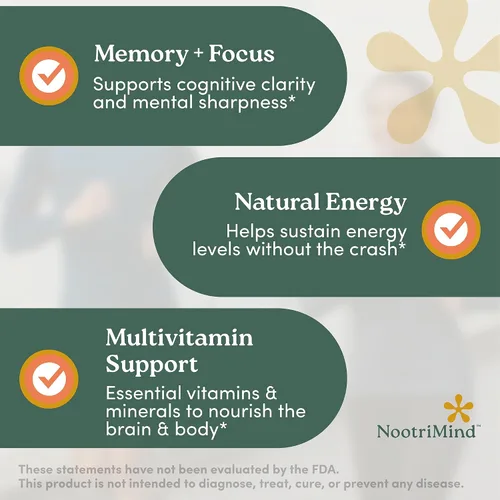 Vista 5 de Suplemento de apoyo para la salud cerebral y la memoria, nootrópico con Bacopa, DMAE y B12, promueve el enfoque agudo, el estado de alerta cognitiva