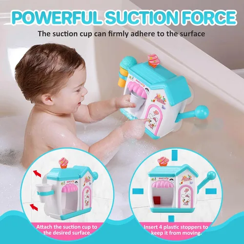 Vista 4 de Gretex Juguetes de Baño para Niños Pequeños de 3 4 5 6 7 8 Años Niñas, Juguete de Baño Fabricante de Helado de Burbujas, Juguetes de Ducha, Juguetes